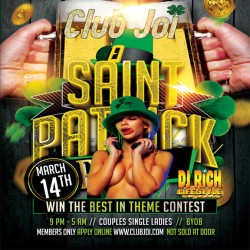 St Patrick's Day at Club Joi Wear Green and Get Lucky!